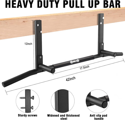 Joist Mounted Pull Up Bar, Ceiling Mount Chin Up Bar for Home Gym, Easy Installation, 42" Wide Beam