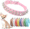Spiked Dog Collar for Small Dogs, Soft PU Leather Spike Puppy Collar for Kittens, Small Medium Pets (Pink S)