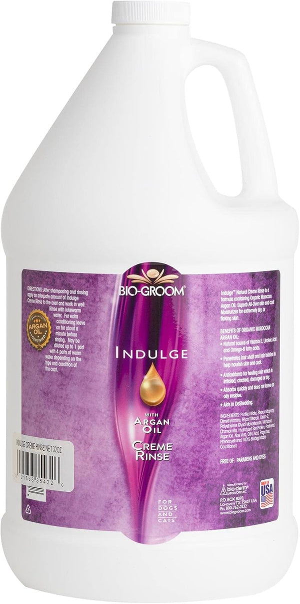 Bio-Groom Indulge Argan Oil Dog Conditioner, Deshedding Dog Bathing Supplies, Cruelty-Free, 1 Gallon