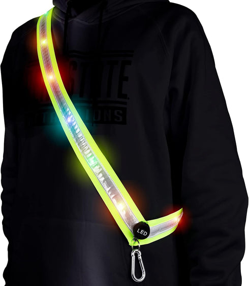 High Visibility LED Night Running Gear, Rechargeable Flashing Sash for Outdoor Safety Walking and Jogging