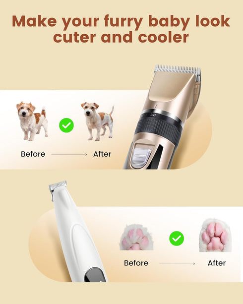 2 1 Trimmer, PAPMINI in Dog Grooming Kit, Low Noise Rechargeable Dog Clippers for Grooming, Cordless Dog Grooming