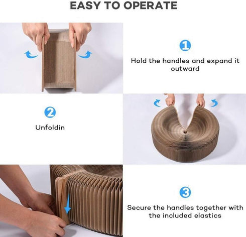Collapsible Cat Scratcher Lounge Bed, Recycled Corrugated Cat Nest