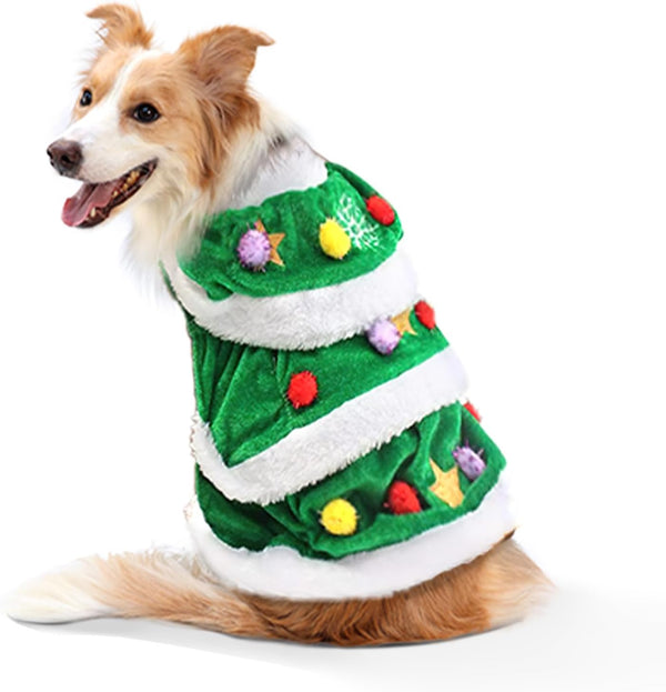 WORDERFUL Dog Christmas Tree Dress, Cute and Warm Dog Costume, XL