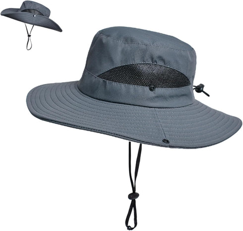 PFFY Sun Bucket Hat for Men Women, 3” Wide Brim, UPF 50+, Fishing & Beach Hats