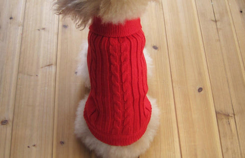 FAMI Dog Clothes Sweater for Small Dogs, Soft Winter Puppy Sweaters, Warm Outfit for XS S Cats (Red, X-Small)