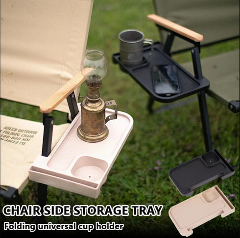 Teninch 2-Piece Folding Chair, Outdoor Storage Tray, Leisure Chair, backrest Tray, Camping Chair, Cup Holder, Folding