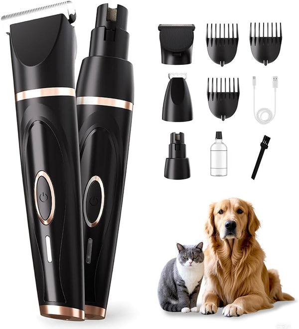 Liuqo Dog Clippers Grooming Kit with Paw Trimmer, 3 in 1 Low Noise