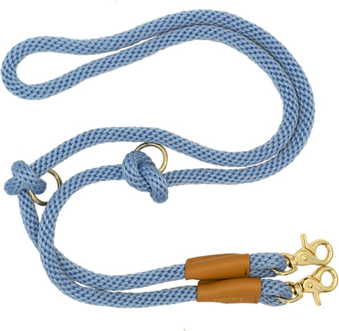 7FT Multifunctional Rope Dog Leash, Hands Free Adjustable Long Leash for 2 Dogs (7ft*12mm, Airy Blue)