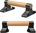 SELEWARE Wood Parallettes Push Up Bars, Anti-slip Handstand Bars for Calisthenics, Fitness, Solid Wood with Metal