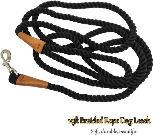 BTINESFUL Heavy Duty Rope Dog Leash - 10 ft, Soft Handle Traction for Large Medium Dogs Hiking, Camping, Walking (1/2"