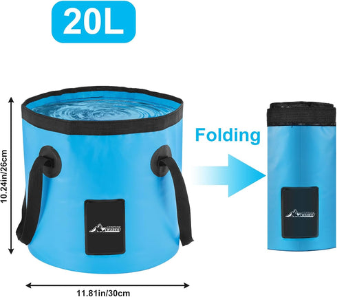 WADEO Portable Camping Shower, Outdoor Electric Rechargeable Pump with 20L Collapsible Bucket