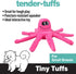 Snuggle Puppy Tender-Tuffs Small Dog Toy, Pink Plush Octopus for Small Breeds with Squeaker