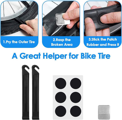 WOTOW Bike Repair Tool Kit & Saddle Bag, 14 in 1 Chain Tool Hex Key Wrench Multitool Set with Portable Under Seat Bag