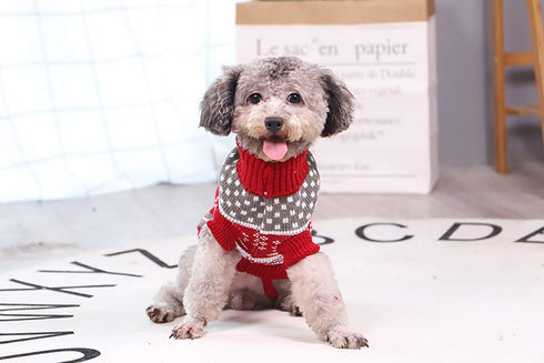 Vehomy Dog Christmas Sweaters Pet Winter Knitwear, Classic Warm Coats Reindeer Snowflake Argyle Sweater for Kitty Puppy