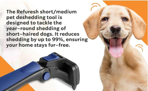 Small, Red Deshedding Brush for Short Hair Dogs, Cats & Pets - Lightweight Grooming Brush for Shedding & Deshedder