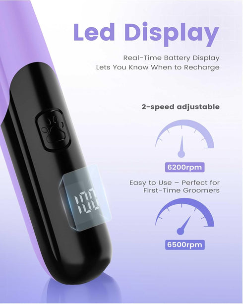 Trimmer 35dB Trimmers 2 PAPMINI Dog Paw with LED Light, Low Noise Paw for Dog's Feet, Speed Safety Electric Dog