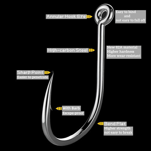 Fishing Hooks Bulk Set for Freshwater Saltwater Fish, Worm Catfish Hooks Fishing Gear Equipment Supplies