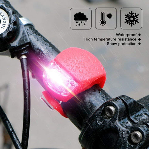 Set of 6 Bike Lights, Front and Back LED Clip-On Silicon Bicycle Lights with Waterproof Housing