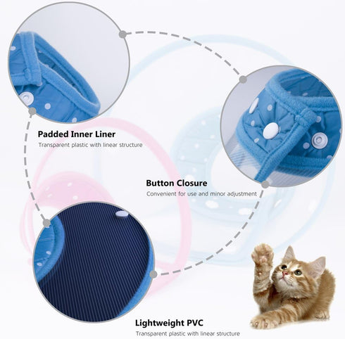 Cat Cone Collar for Recovery, Elizabethan After Surgery, Clear Soft Neck E-Collar for Kitten Puppy Dog Pet - M in Blue