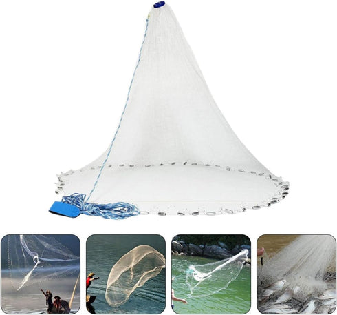 300 FRCOLOR Cast Fishing Net Hand Throw Net with Steel Sinkers Single Monofilament for Saltwater and Freshwater Fishing