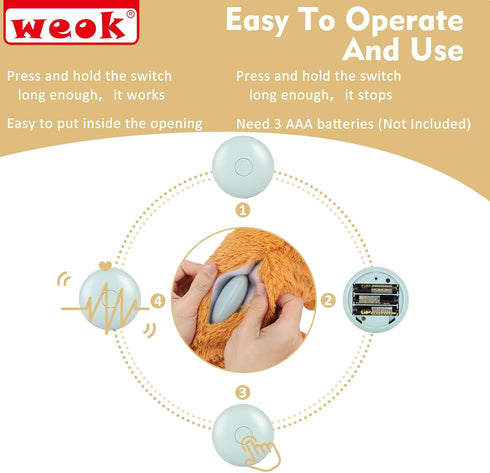 WEOK Heartbeat Puppy Toy, Comfort Cuddler Pillow, Dog Anxiety Relief Calming Aid,Heartbeat Stuffed Toy for Dogs,Puppy