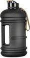 TOOFEEL 2 Liter Water Bottles - BPA Free Half Gallon Sports Bottle with Measurements Marked (Matte Black)