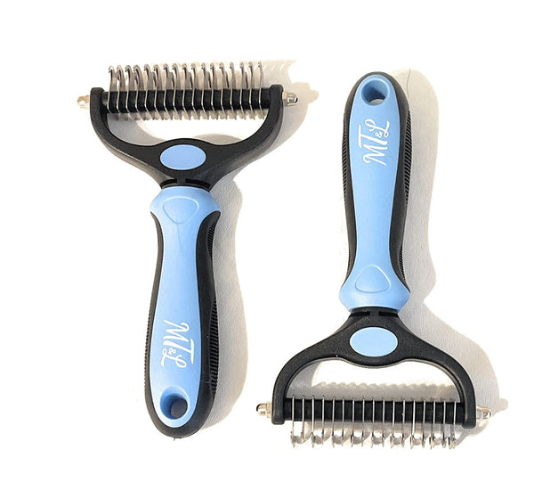 MT&L Undercoat Rake Deshedding Brush, Double Sided Professional Skin Friendly Grooming Brush for Dogs Cats