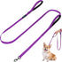 PuppyDoggy Dog Leash for Small to Medium Dogs, 6 ft with 3 Reflective Stitching, 2 Traffic Padded Handles (Purple 1