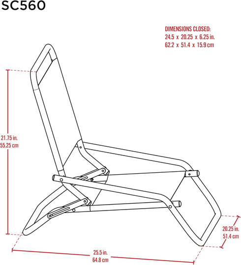 1-Position 190 lbs. Rio Brands Low-Profile Folding Beach Chairs, Lightweight Steel Outdoor Portable Camping Chairs