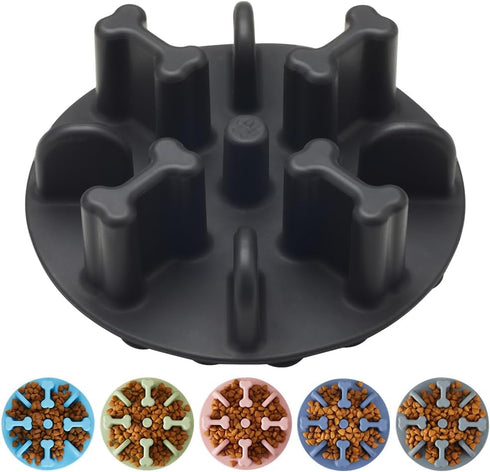 Slow Feeder Dog Bowls Insert - Animire Soft Silicone Anti-Choking Puzzle Feeder, Compatible with Elevated Dog Bowls