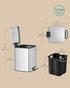 1.6-Gallon (6 ULTB590E02 SONGMICS Dog Poop Trash Can, L) Outdoor Garbage Can with Lid, Soft Close, Stainless Steel