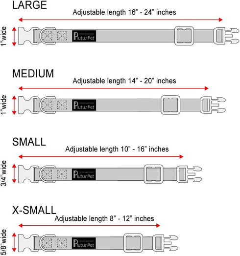 Plutus Pet Support Animal Collar, Printed Warning on Nylon Webbing, Two Colors, Four Sizes, Neck 8-12 inch, Red