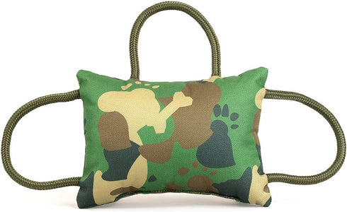 Operation Good Boy Bite Pillow Tug Toy for Dogs - Tri-Handle Design Used by Military and Sport Dog Trainers - Reinforced Polyester Cords and Thick Camouflage Covering for Fun Play and Training