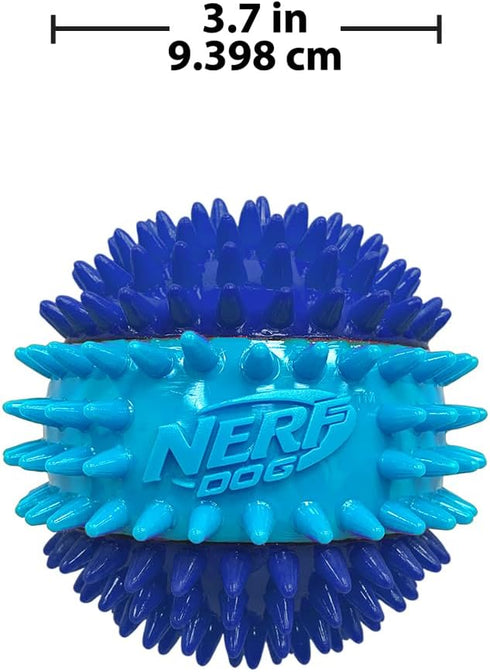 3.7in 3-Part Nerf Dog TPR Spike Squeak Ball Dog Toy - Dark Blue/Light Blue