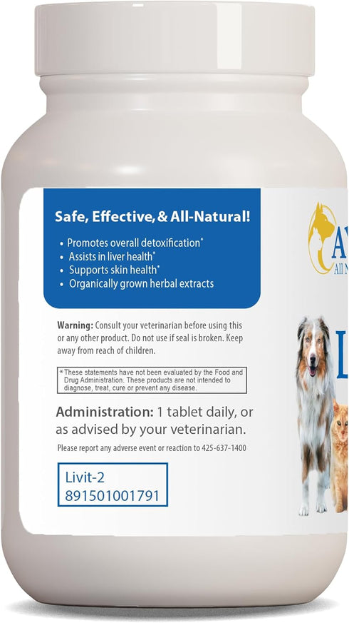 Ayush Herbs Livit-2 Pet Health Supplement, Liver and Gastrointestinal Support, 90 Tablets