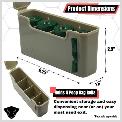 Dog Poop Bag Dispenser - Magnetic Mount - Indoor/Outdoor - Wall Mount - Waste Bag Dispenser - Magnet - Screw-on