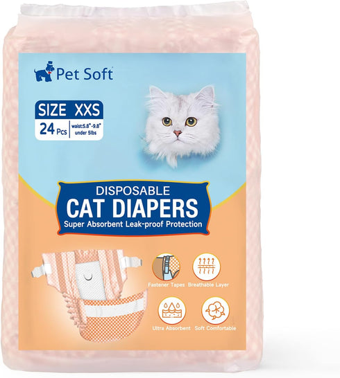 24pcs Pet Soft Disposable Cat Diapers - Female Dog Diapers for Cats & Dogs in Heat Period or Urine Incontinence, Doggie