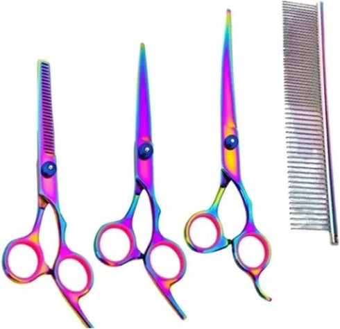 7 in 1 Dog Grooming Scissors Set, Stainless Steel Straight & Thinning & Curved Shears for Dogs and Cats