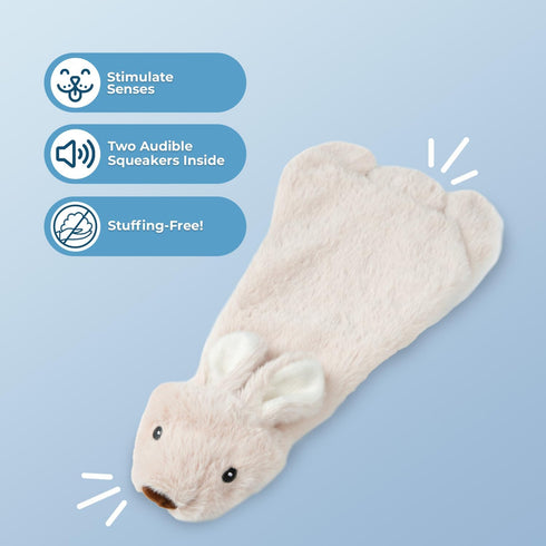 Best Pet Supplies 2-in-1 Stuffless Squeaky Dog Toys, Soft Durable Fabric for Small, Medium, Large Pets, Hare