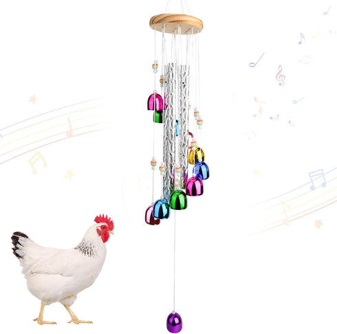 lasuroa Colorful Chicken Wind Chime Toy, Chicken Enrichment Coop Accessories Supplies Toys for