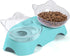 MILIFUN Elevated Tilted Cat Bowls, Anti Vomiting Kitty Bowls for Indoor Cats, Orthopedic Design (Blue)