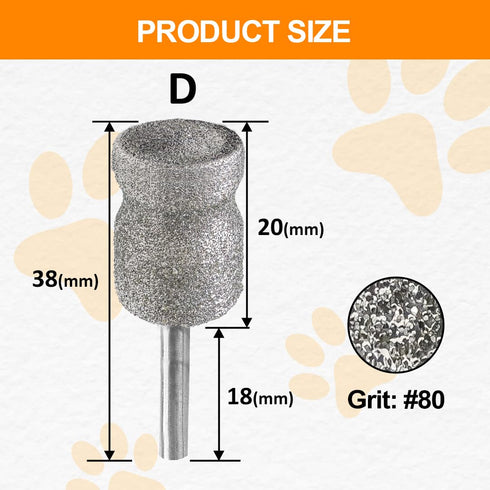-2PCS 1/8" Diamond Rotary Pet Nail Grinder Bits Dog Nail Grinder Replacement Head Replacement Grinder Wheel Work