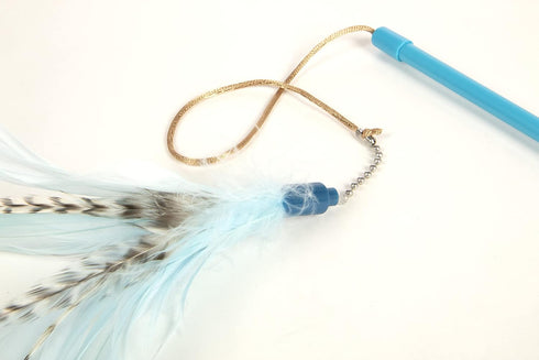 SmartyKat Frisky Flyer Feather Wand Cat Toy - Extendable Up to 24", Blue