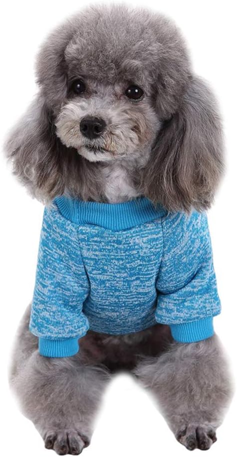 Jecikelon Dog Sweater for Small Dogs, Soft Winter Clothing, Warm Outfit (Light Blue, M)