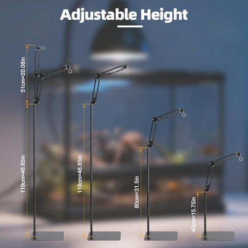 TALITARE 15-46 180 Reptile Lamp Stand, Adjustable in Heat Lamp Stand, Metal Floor Light Holder with Adjustable Swing