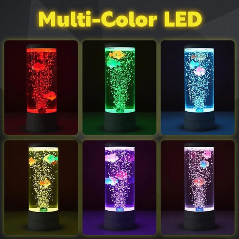 Janoiuc LED Fish Lamp Kit, Multi-Color Changing Aquarium Tank Night Light, Decorative Simulated Fish Bubble Table Lamp