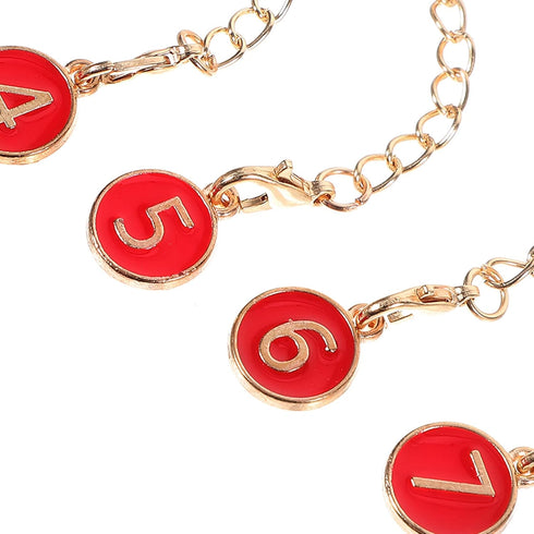 10pcs Backpack Beavorty Red Metal Number Charms Chain with Lobster Claw Clasp, Delicate Hanging Pendant for Handheld