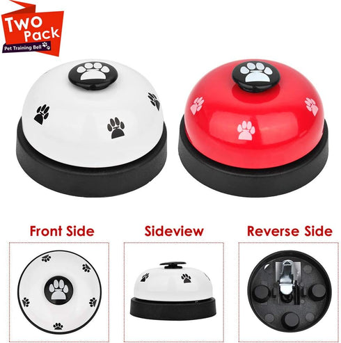 SlowTon Dog Doorbells, 2 Pack Metal Bell Training Tool for Potty Training, Clear Ring for Small Dogs Cats (Red+White)