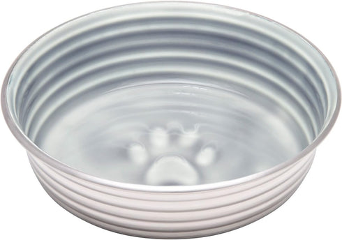 Loving Pets - Le Bol Dog Food Water Bowl Enamel Ceramic Bowl No Tip Stainless Steel Pet Bowl No Skid Spill Proof (Medium, Parisian Gray)