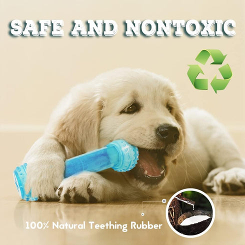 Puppy Chew Toys for Teething Puppies - 2 Pack Freezable Natural Rubber Toys for Small & Medium Dogs, Protects Oral
